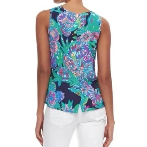 Lilly Pulitzer Crossed Lions Engineered Iona Floral Sleeveless top 33648 - Picture 2 of 12